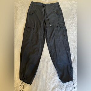 Black parachute pants